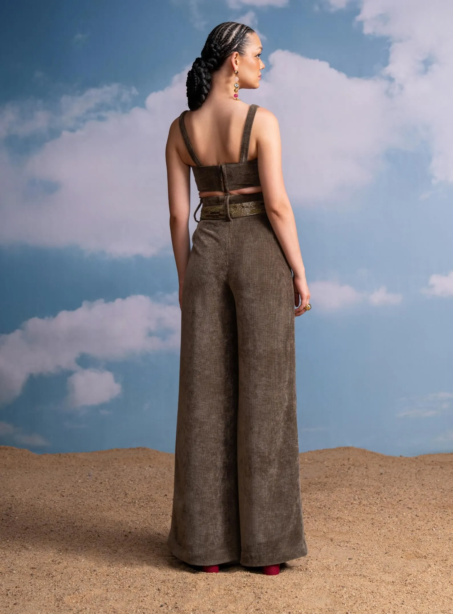 Olive corduroy bralette and pants