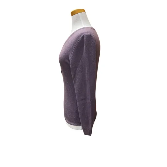 Only Mine 100% Cashmere Sweater Purple V-Neck Medium Petite Soft Luxury