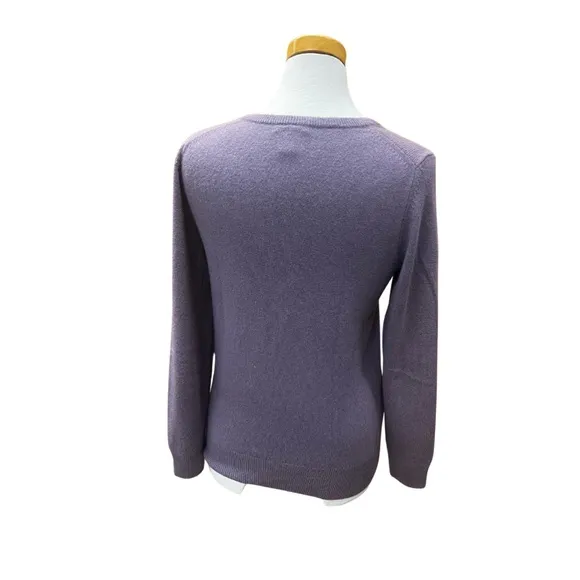 Only Mine 100% Cashmere Sweater Purple V-Neck Medium Petite Soft Luxury