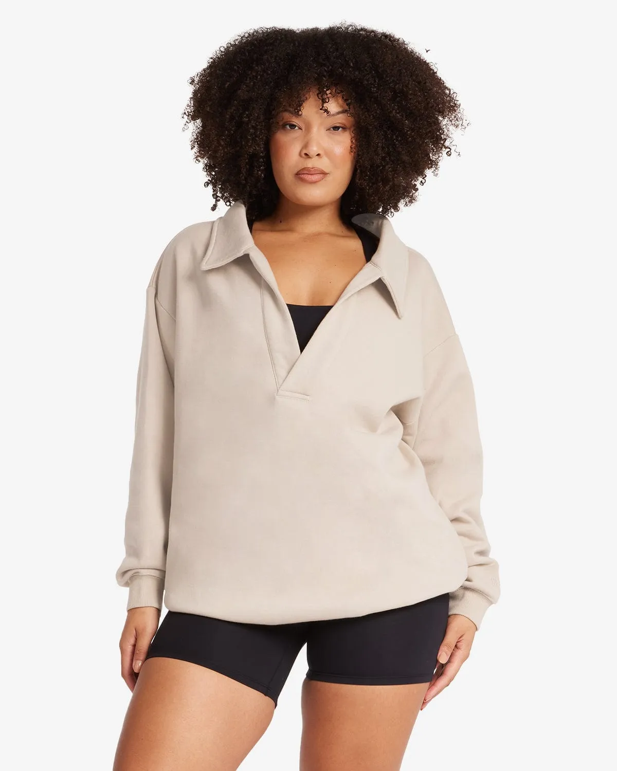 Oversized Collar Sweatshirt | Fawn
