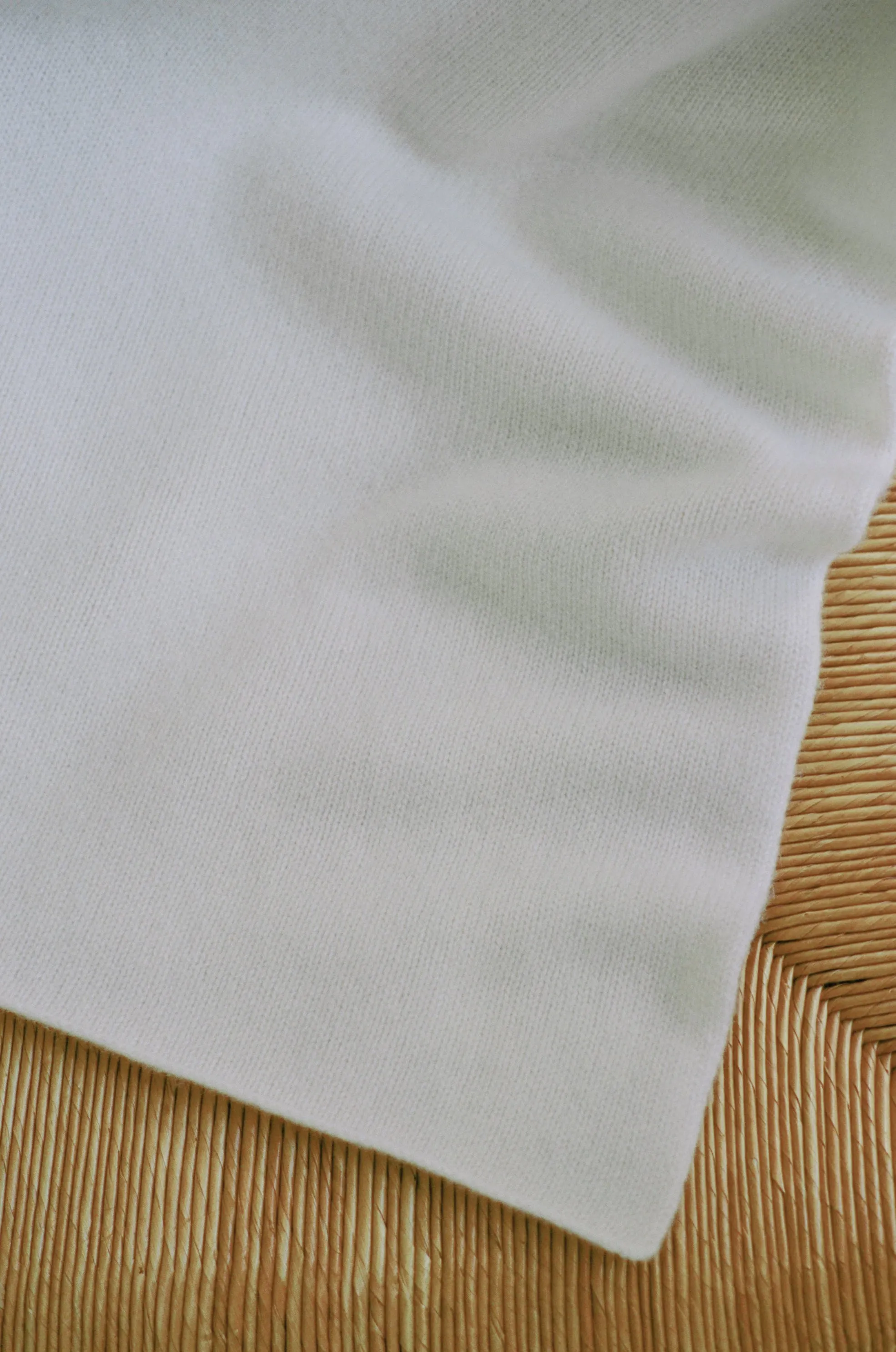 Oversized Italian Cashmere Jersey Knit Blanket - Cloud