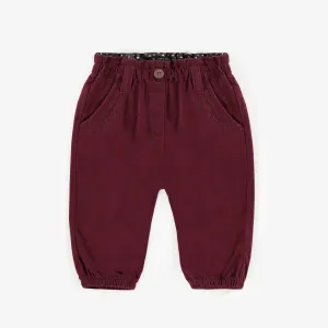 Pantalon coupe ample rouge en velours côtelé, bébé || Loose fit red pants in corduroy, baby