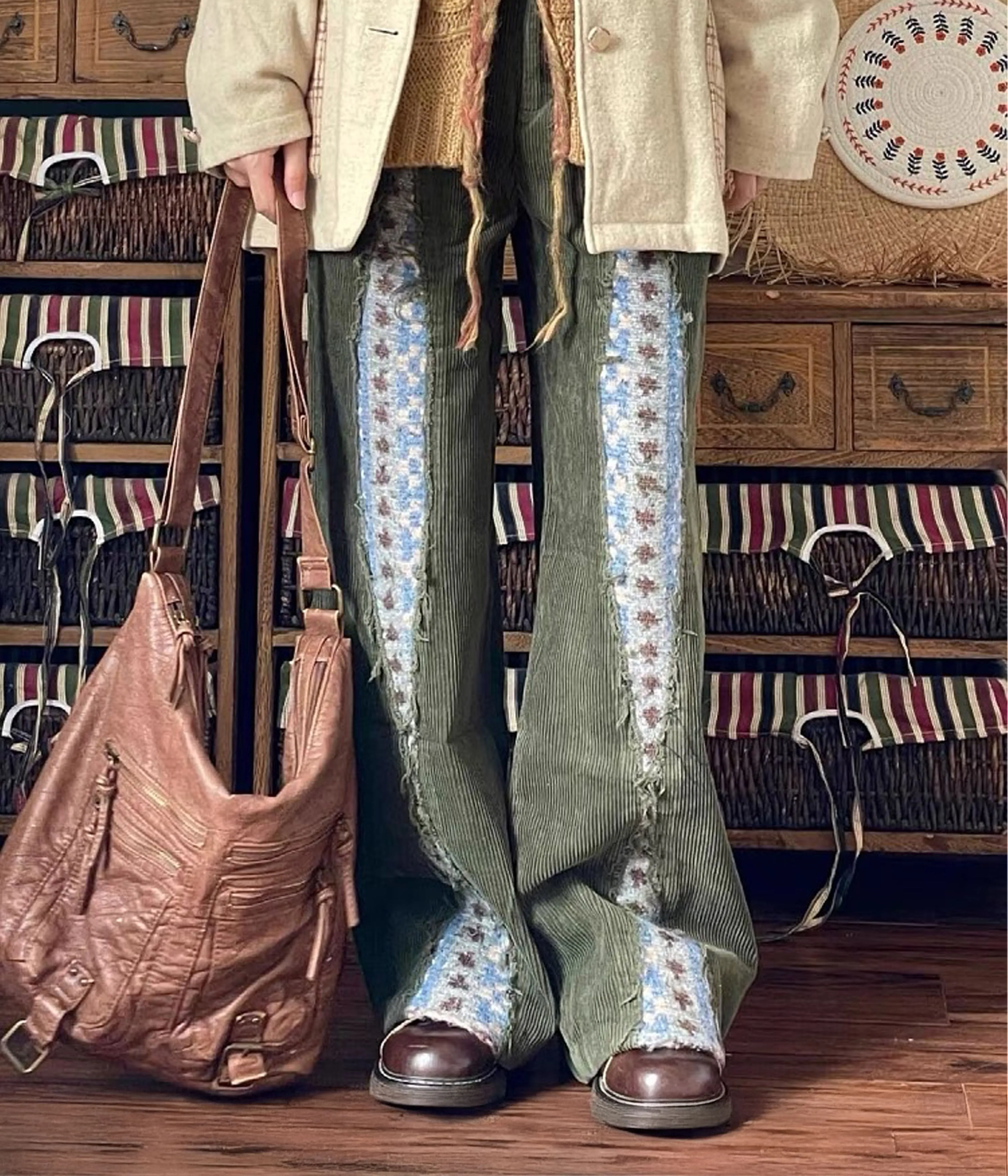 PEACE CORDUROY BAGGY PANTS
