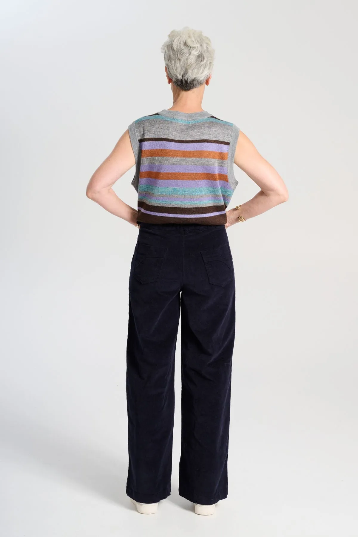 Peggy Sue Long Pants Navy in Velvet Corduroy