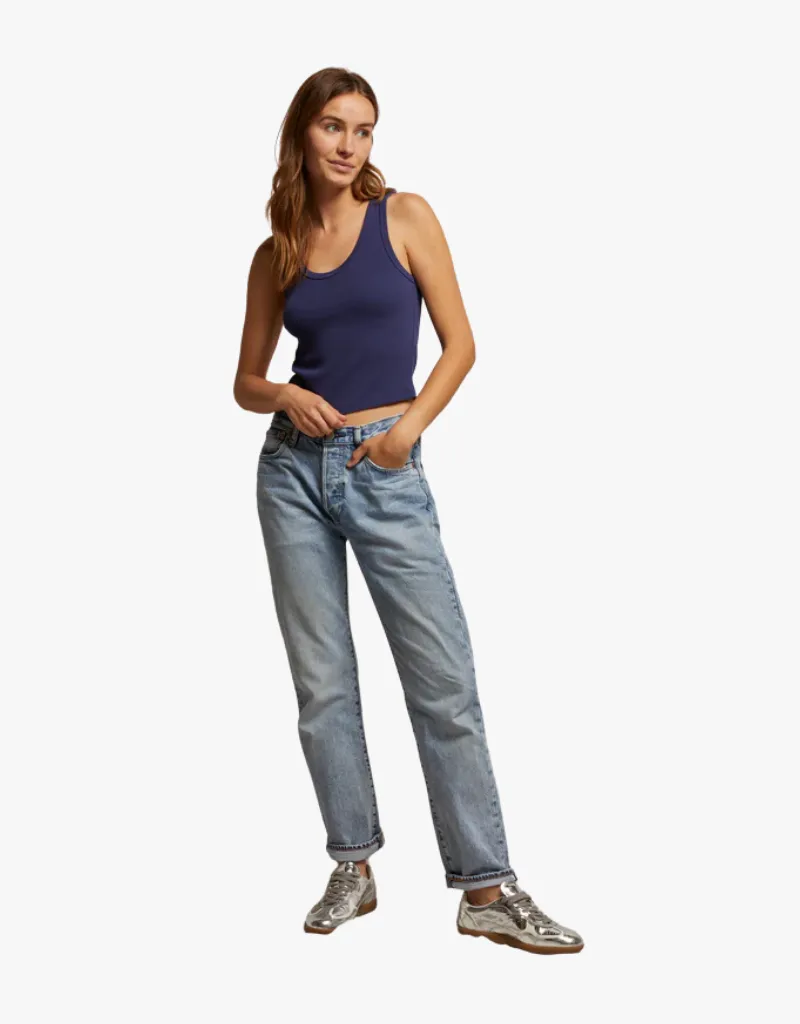 Perfect White Tee Blondie Structured Rib Bra Friendly Tank Top in Dusk