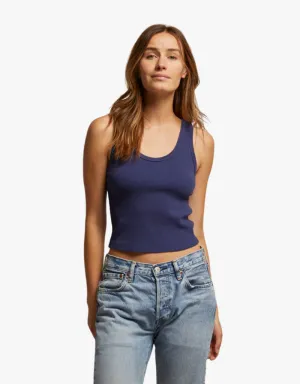 Perfect White Tee Blondie Structured Rib Bra Friendly Tank Top in Dusk