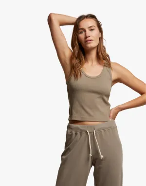 Perfect White Tee Blondie Structured Rib Bra Friendly Tank Top in Mushroom