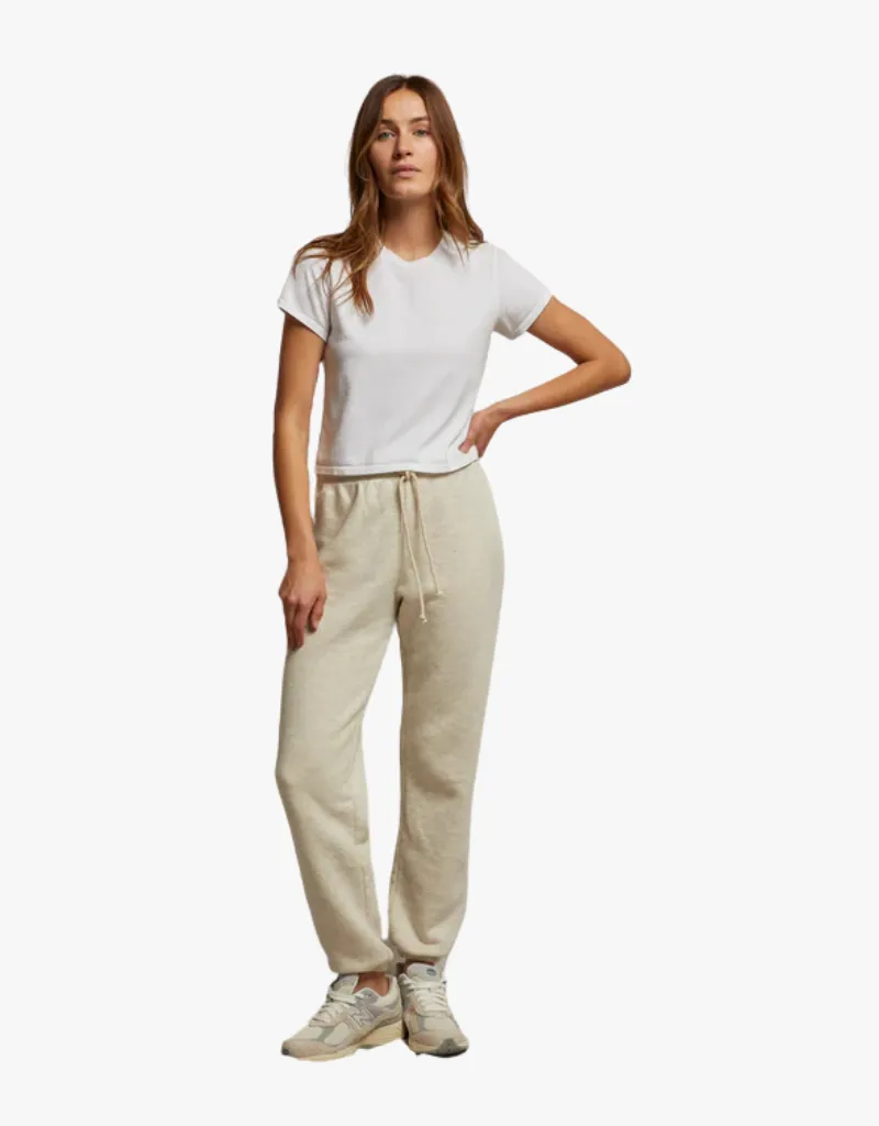 Perfect White Tee Michelle Cotton Fleece Jogger in Oatmeal