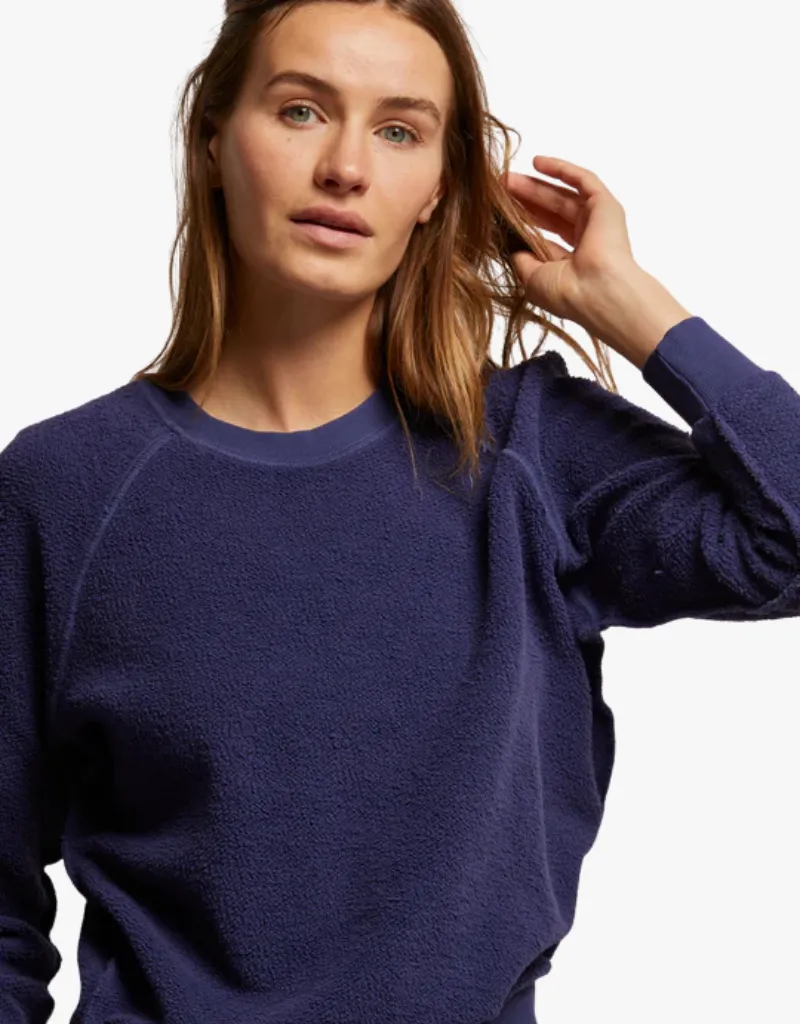 Perfect White Tee Ziggy Inside Out Fleece Shrunken Crew in Dusk