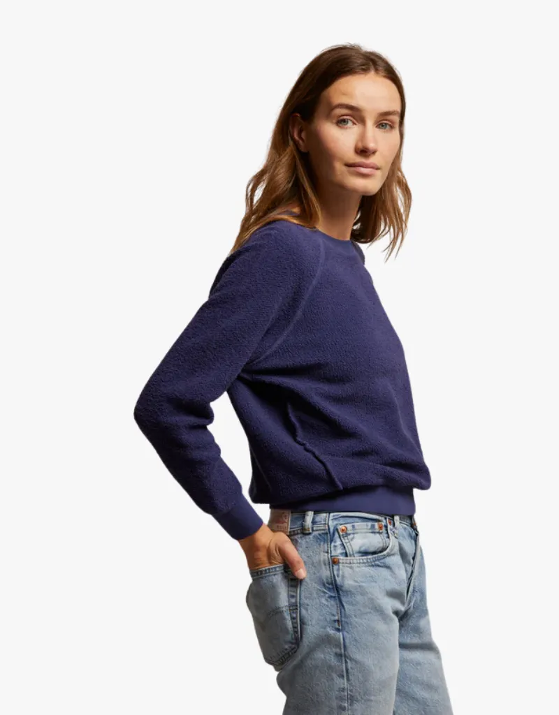 Perfect White Tee Ziggy Inside Out Fleece Shrunken Crew in Dusk