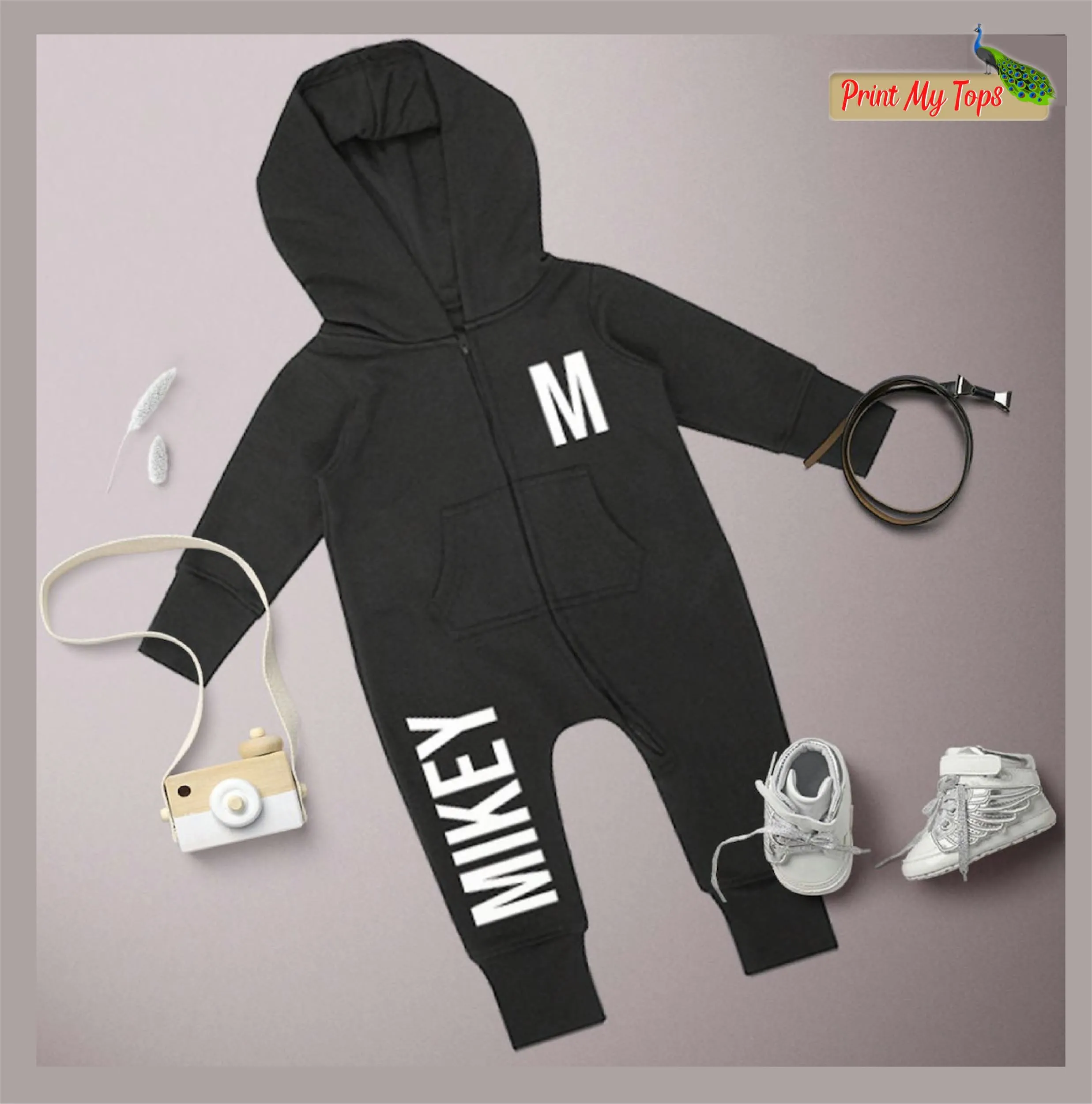 Personalised Kids Loungewear Onesie With Initial and Name on Front