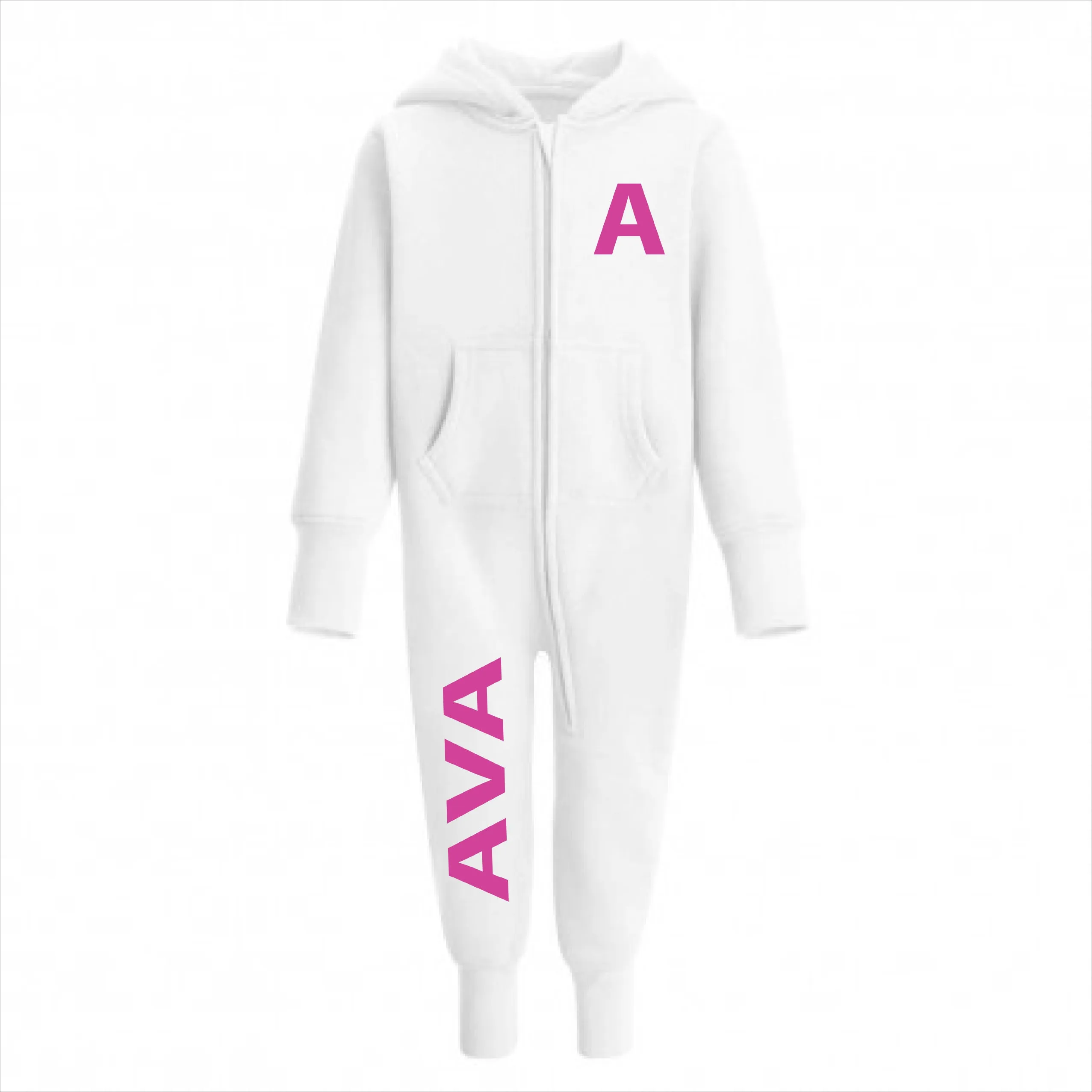 Personalised Kids Loungewear Onesie With Initial and Name on Front