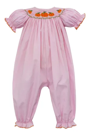 Petit Bebe Smocked Pink Pumpkins Long Bubble