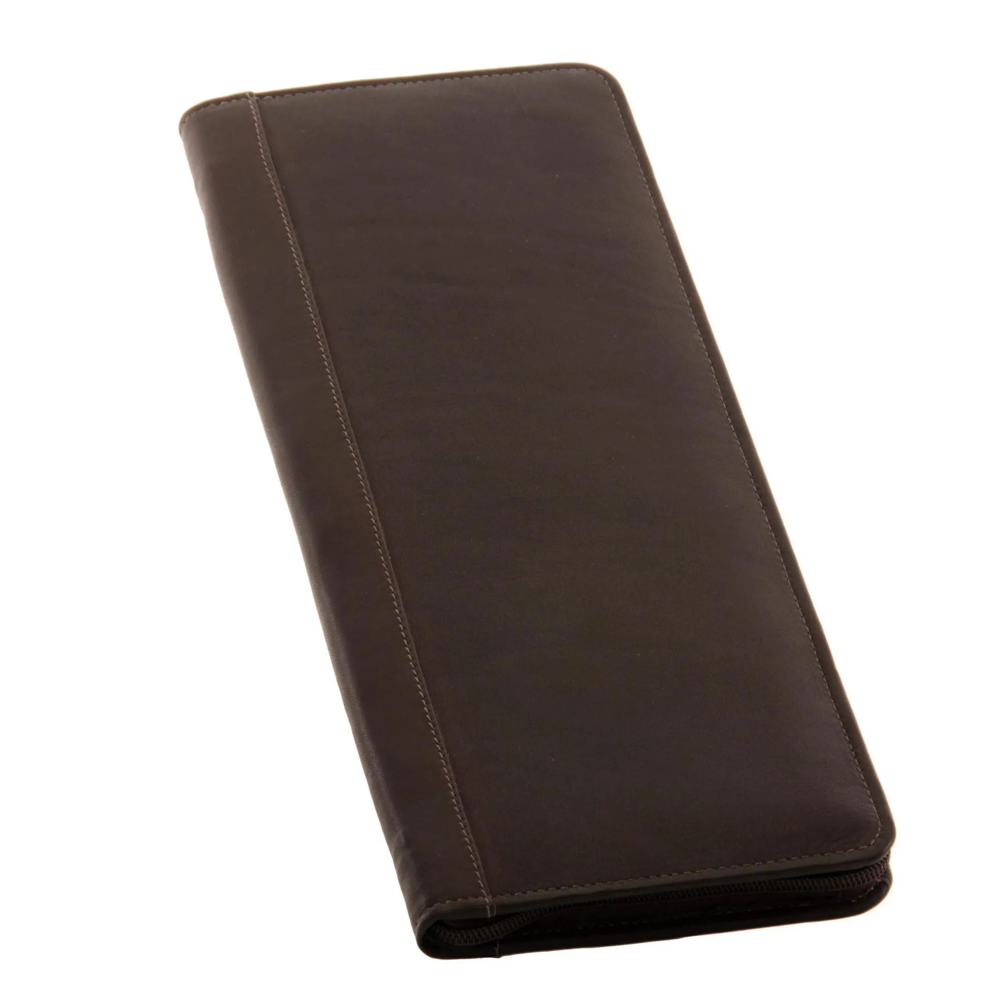 Piel Leather Zippered Tie Case With Snaps