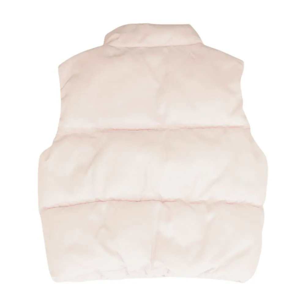 Pink Solid Puffer Vest