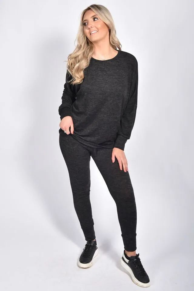 Plus Size Dip Hem Top And Joggers Loungewear