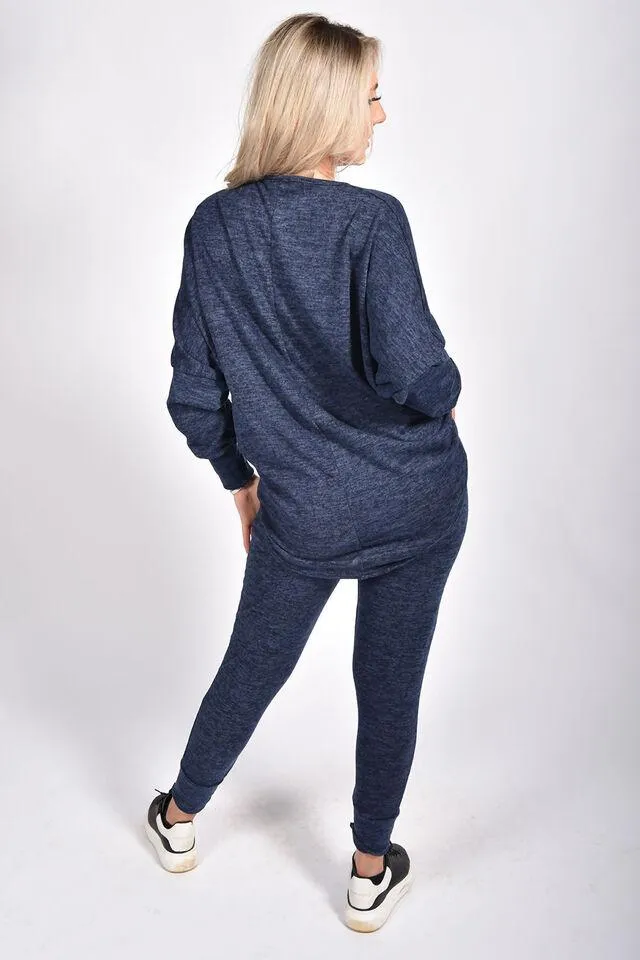 Plus Size Dip Hem Top And Joggers Loungewear
