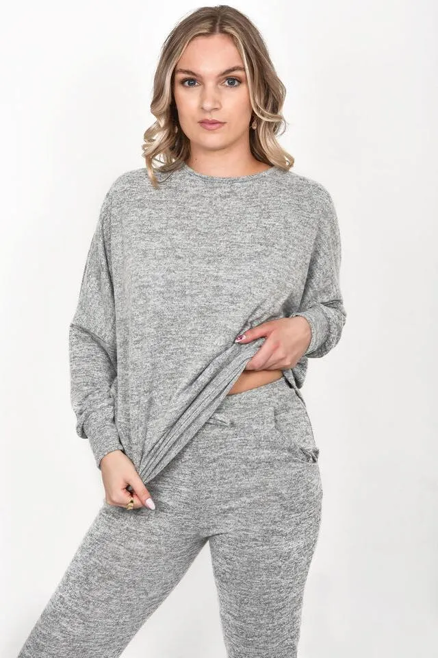 Plus Size Dip Hem Top And Joggers Loungewear