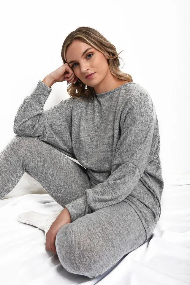 Plus Size Dip Hem Top And Joggers Loungewear