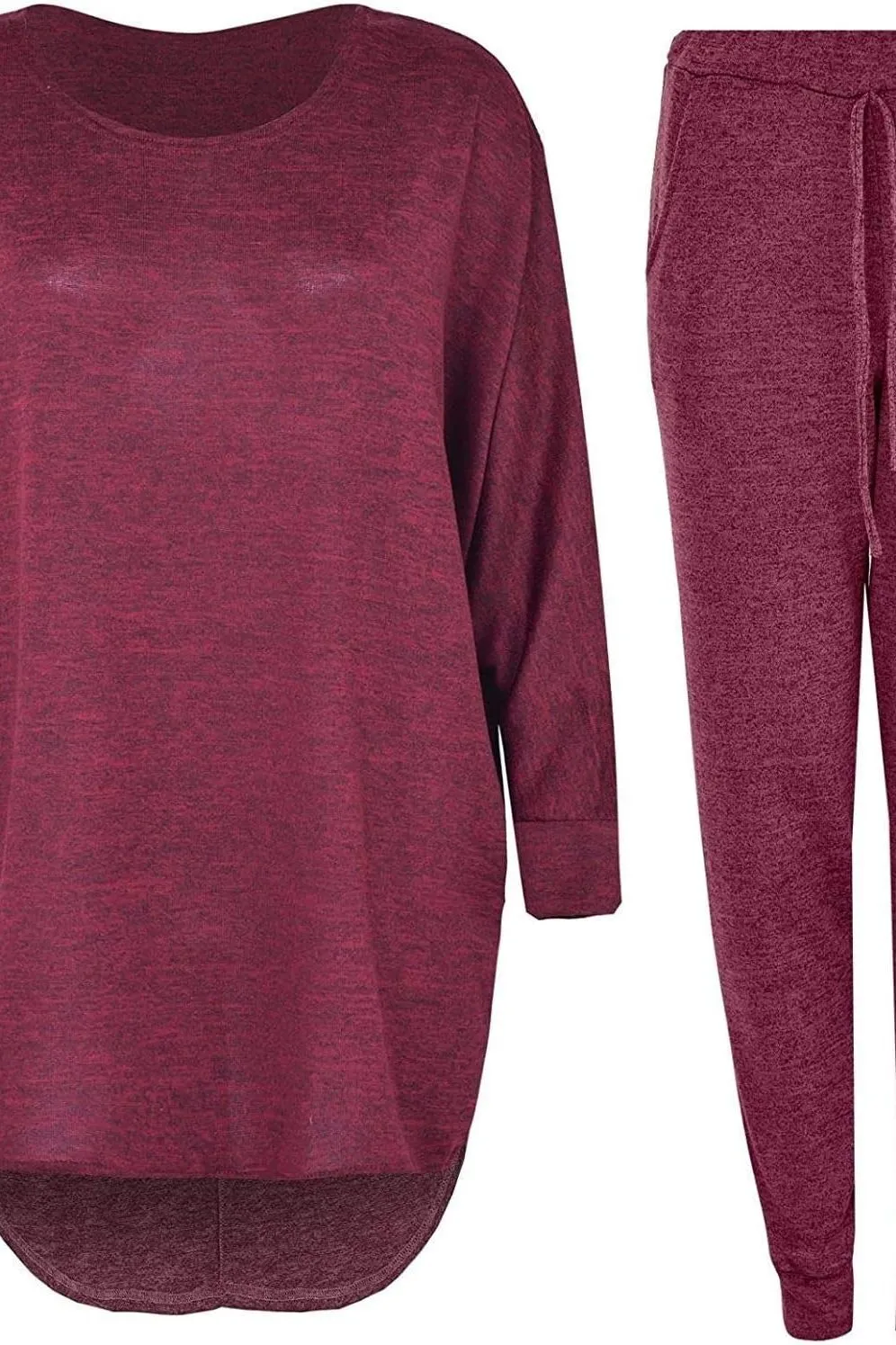 Plus Size Dip Hem Top And Joggers Loungewear