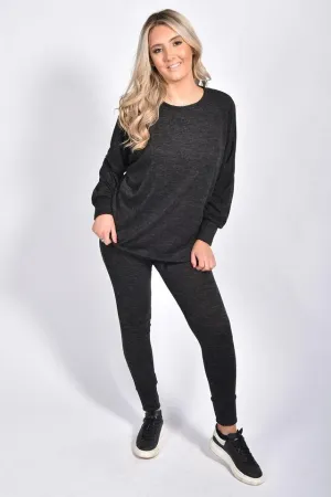 Plus Size Dip Hem Top And Joggers Loungewear