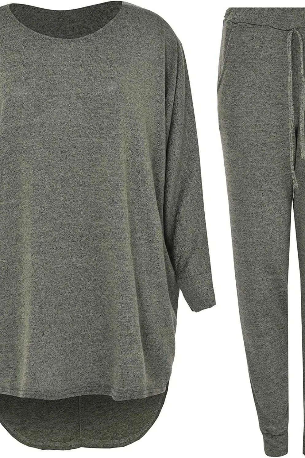 Plus Size Dip Hem Top And Joggers Loungewear