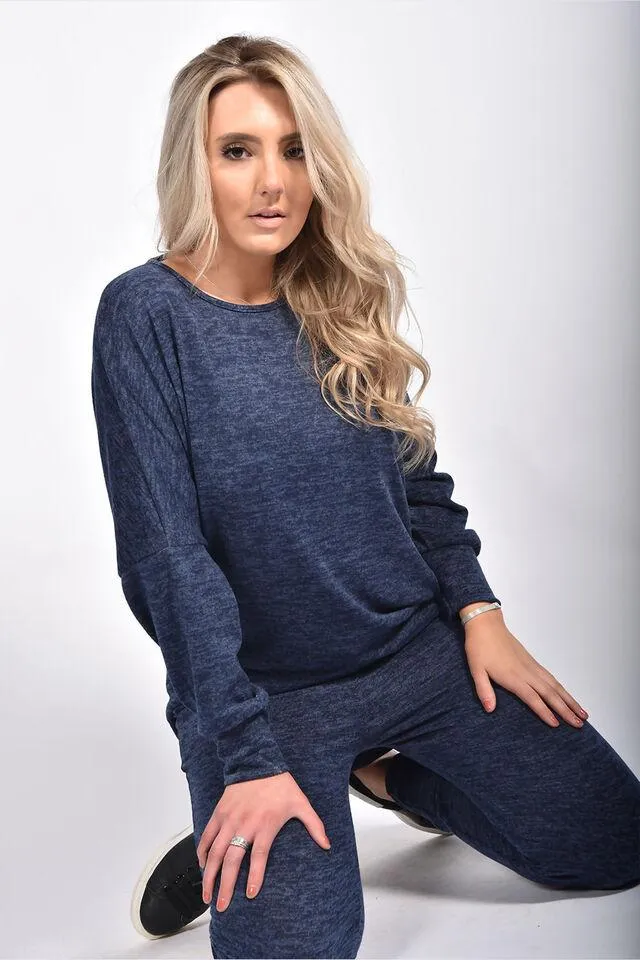 Plus Size Dip Hem Top And Joggers Loungewear