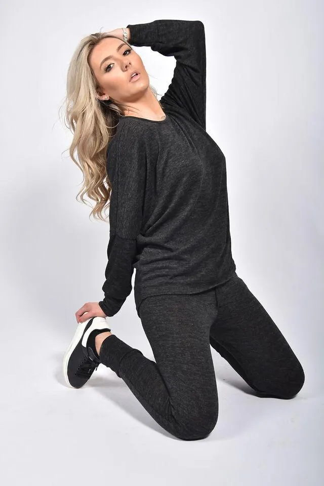 Plus Size Dip Hem Top And Joggers Loungewear