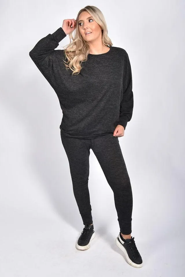 Plus Size Dip Hem Top And Joggers Loungewear