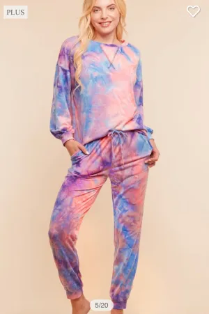PLUS- Tie Dye French terry set