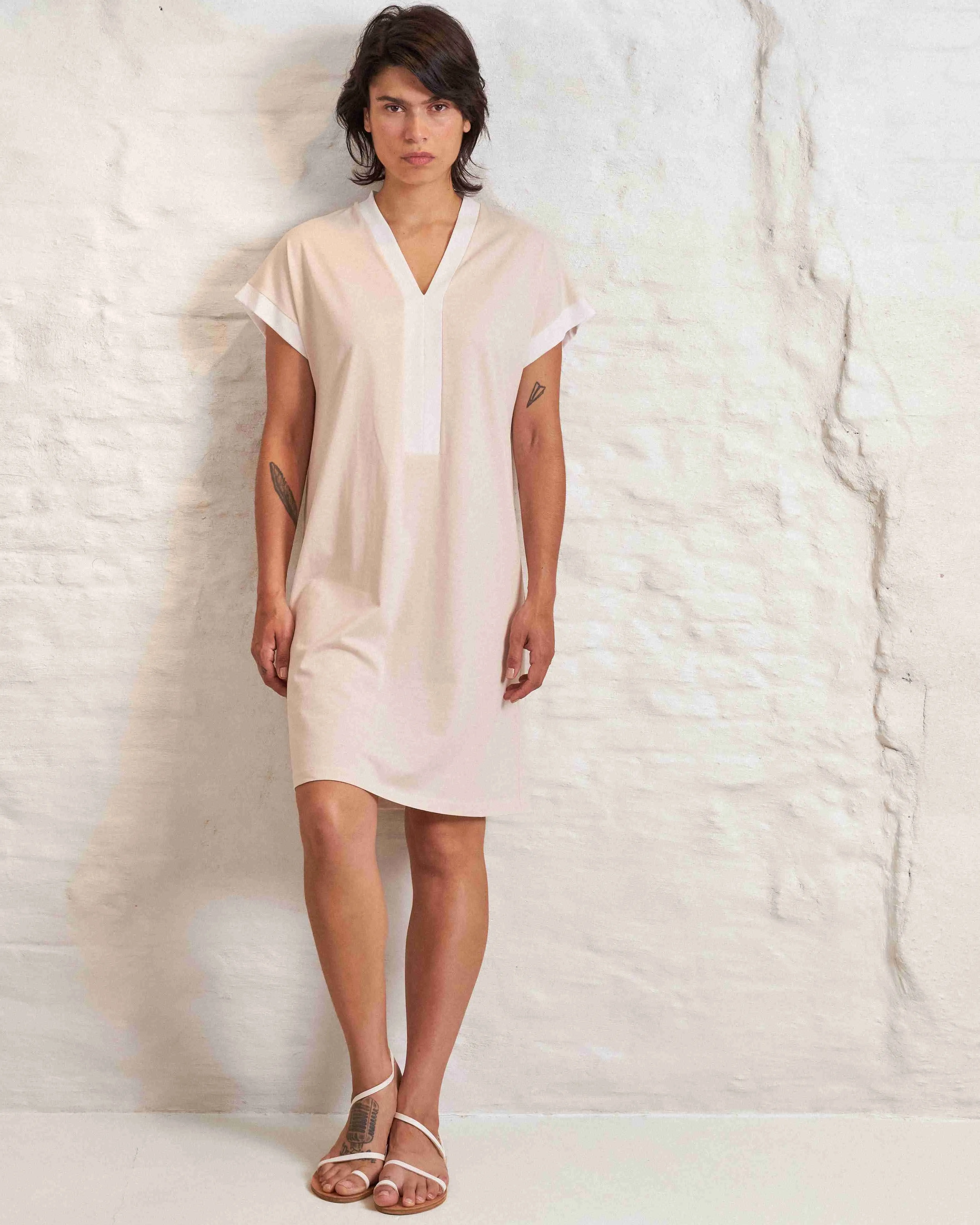 Pluto - Katoo Cotton Nightdress - Sand/White