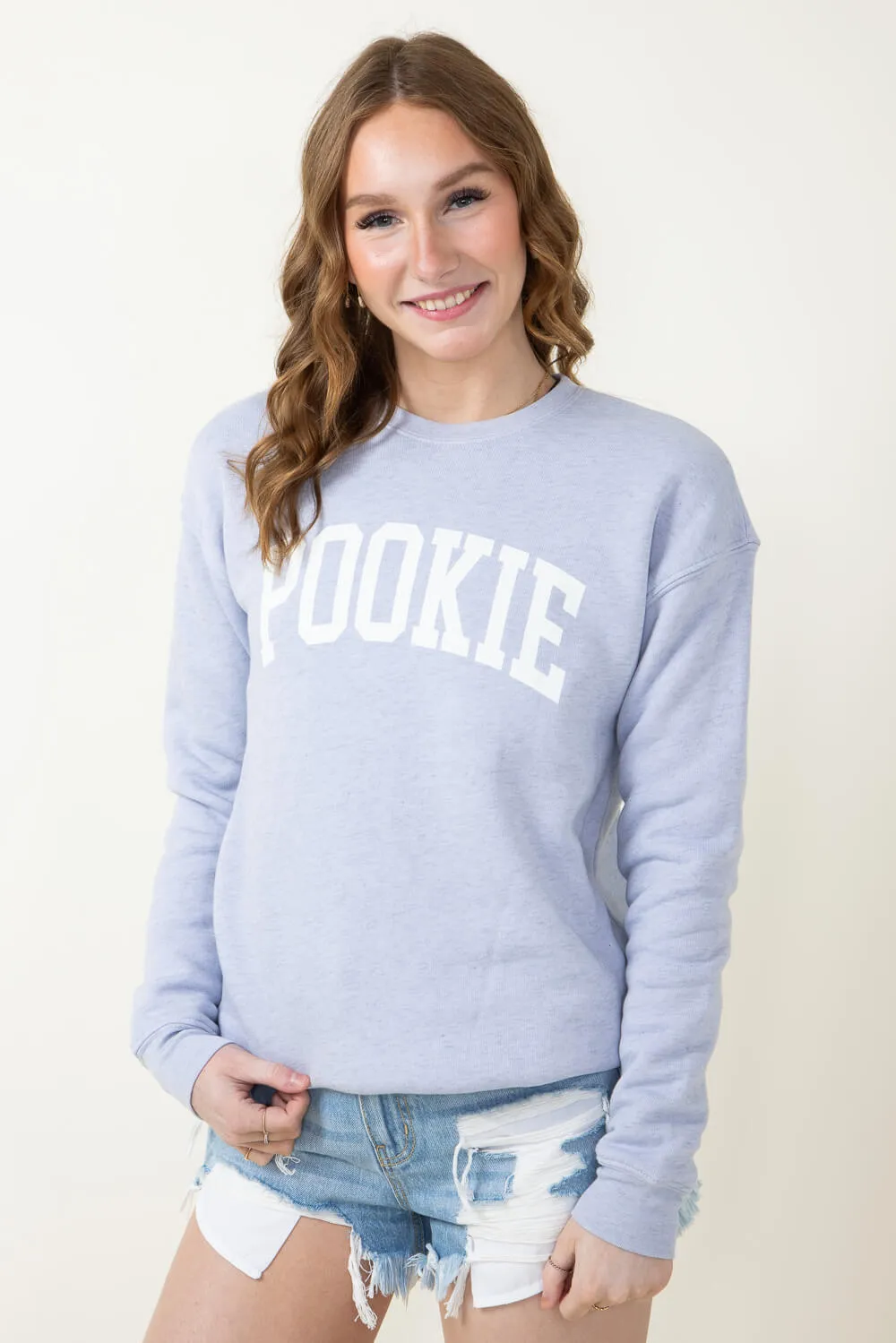 Pookie Graphic Fleece Sweatshirt for Women in Light Blue | OT2402L2756-LIGHTBLUE