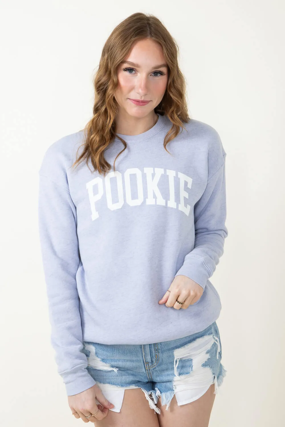 Pookie Graphic Fleece Sweatshirt for Women in Light Blue | OT2402L2756-LIGHTBLUE