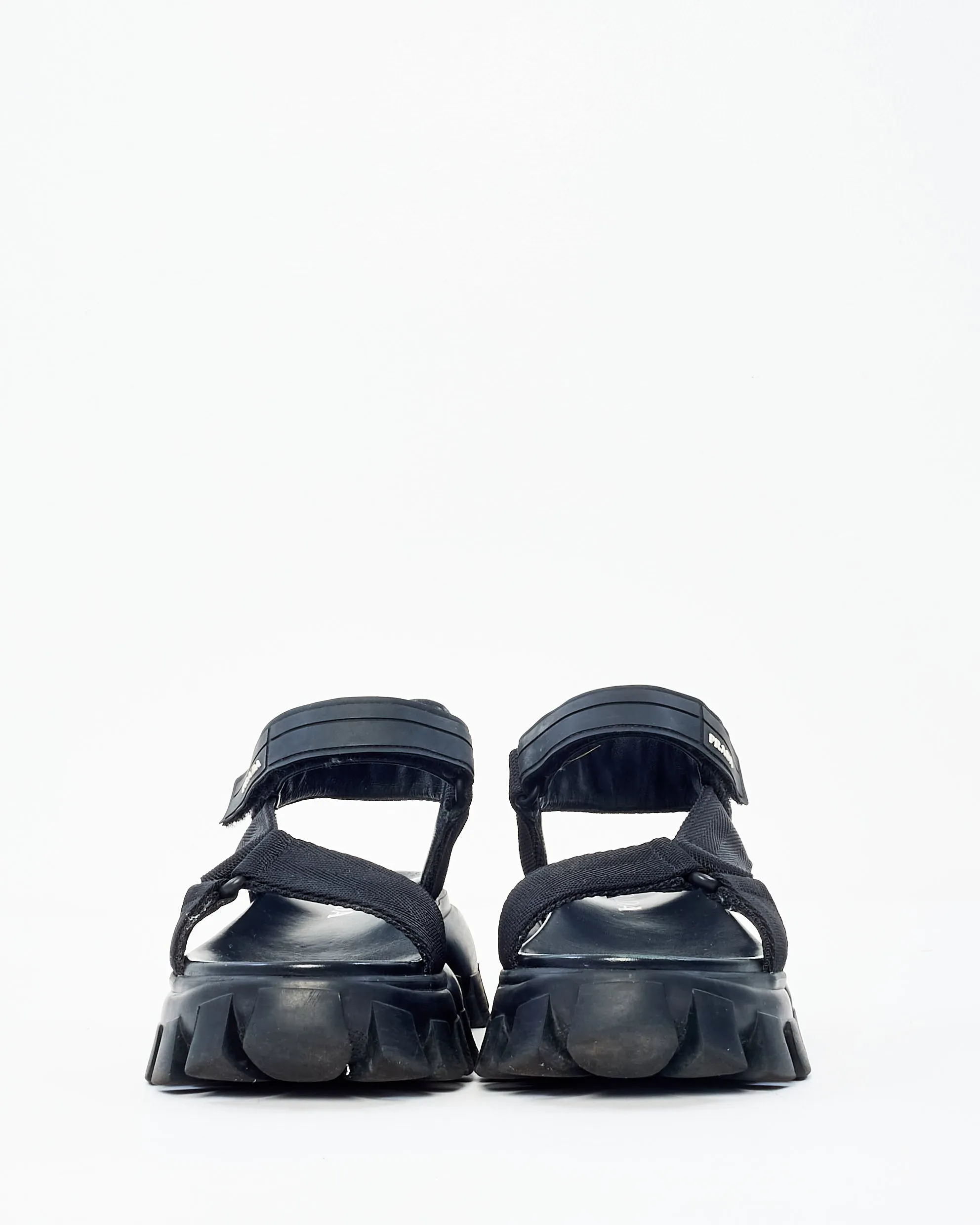 Prada Fabric Cloudbust Thunder Velcro Platform Dad Sandals - 35