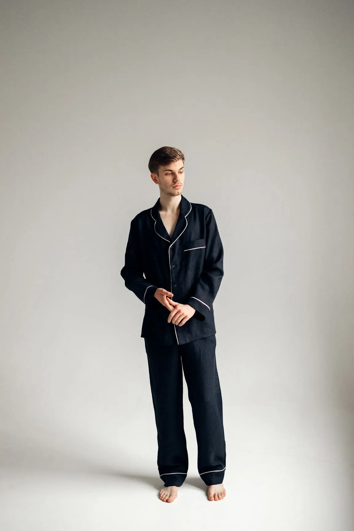 Premium Linen Loungewear in Black