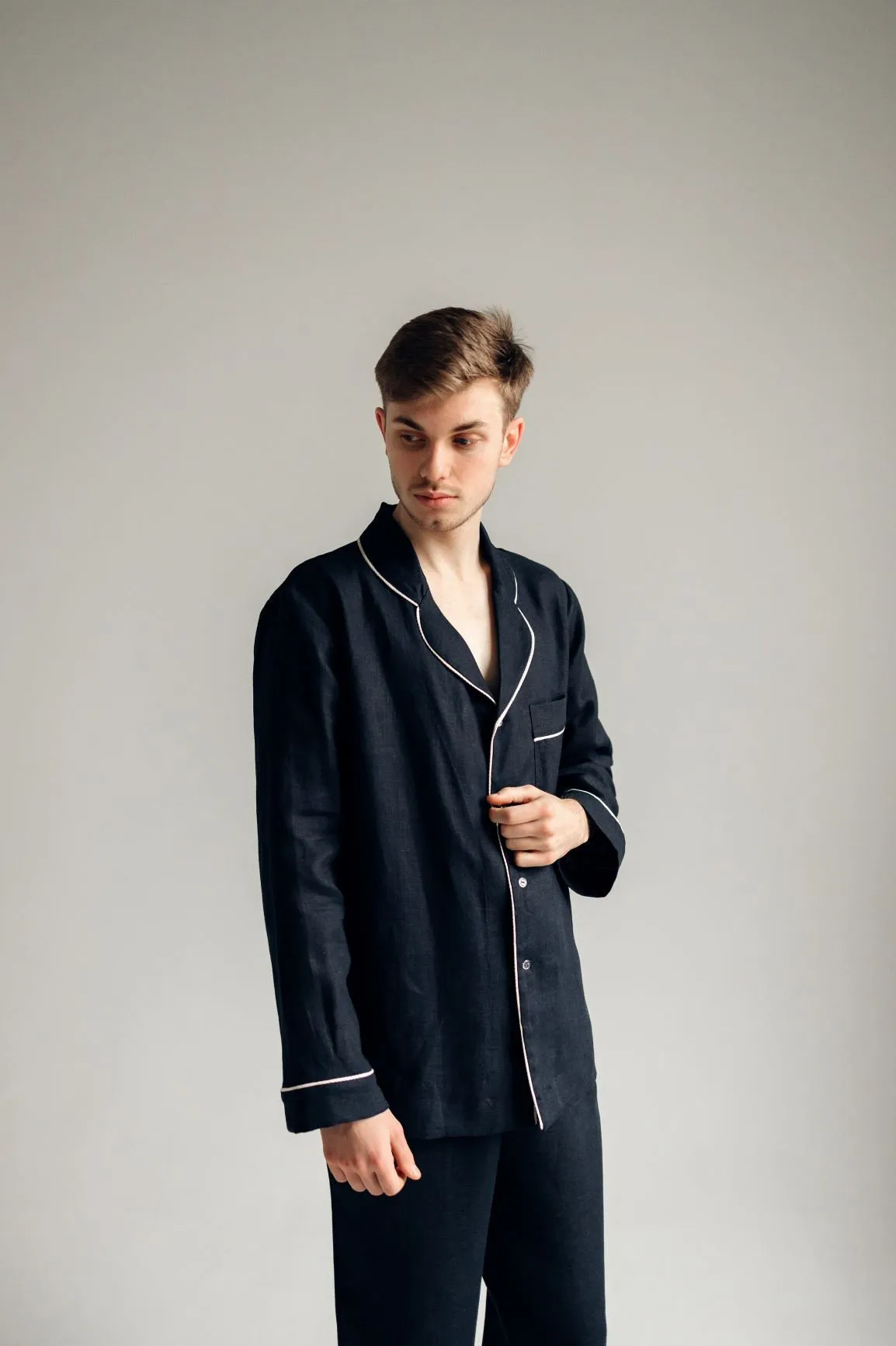 Premium Linen Loungewear in Black