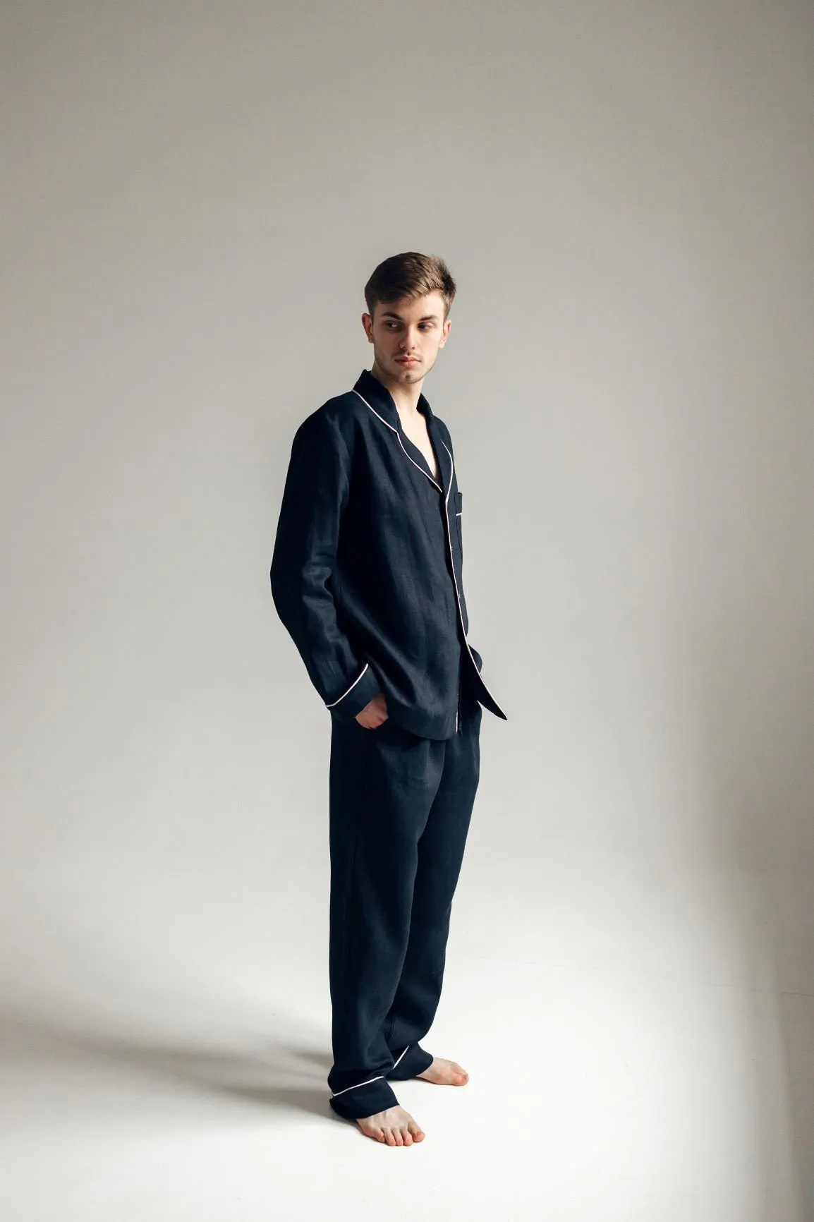 Premium Linen Loungewear in Black