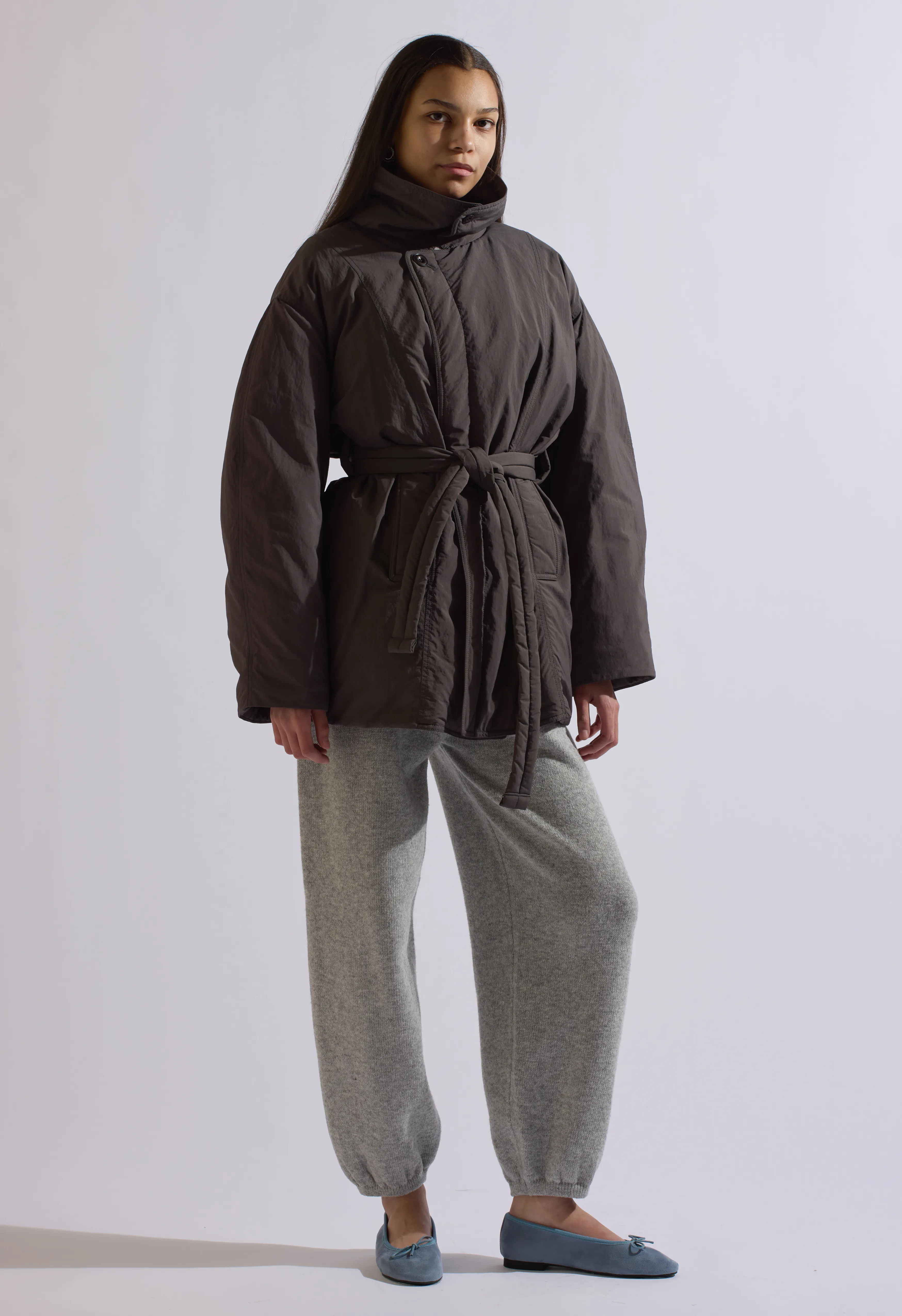 Puffer Down Wrap Jacket Grey