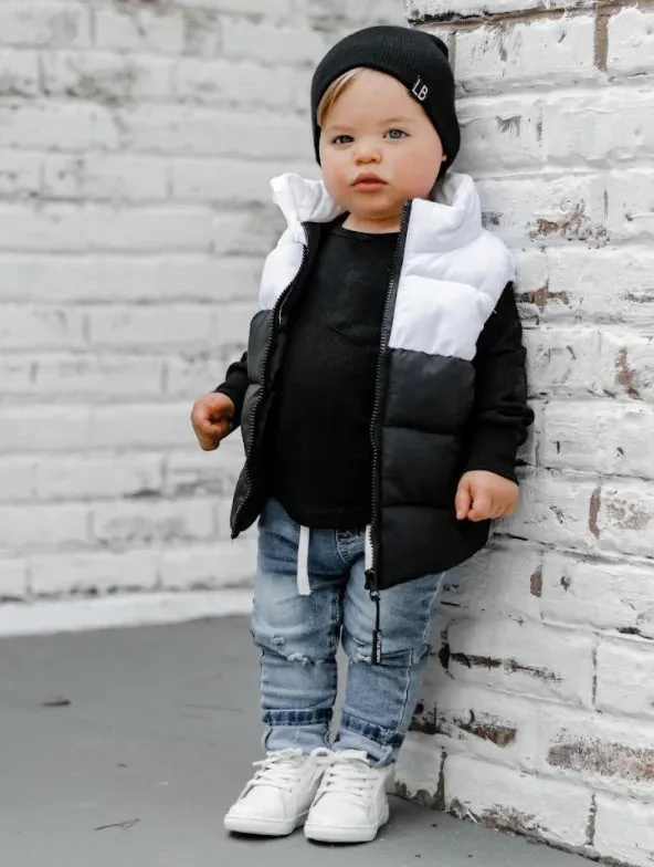 PUFFER VEST - BLACK & WHITE