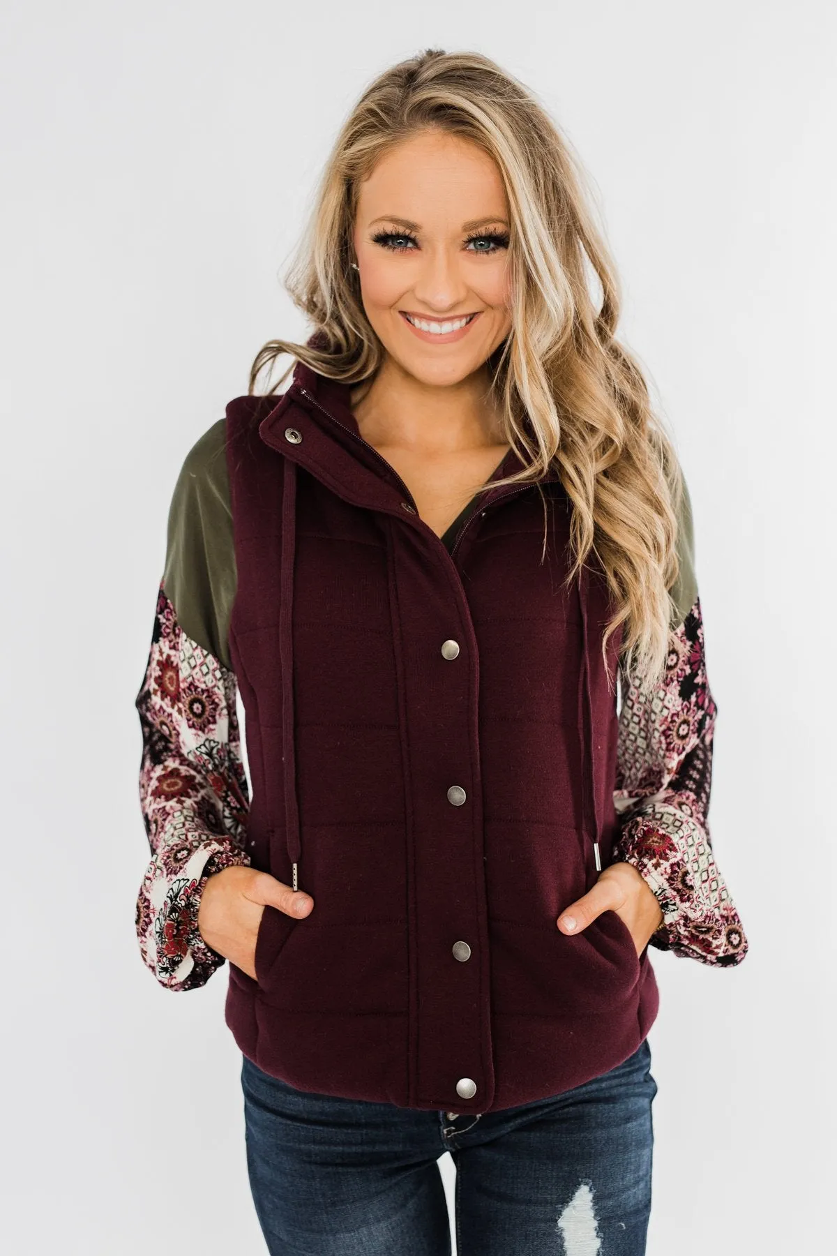 Puffer Vest- Burgundy