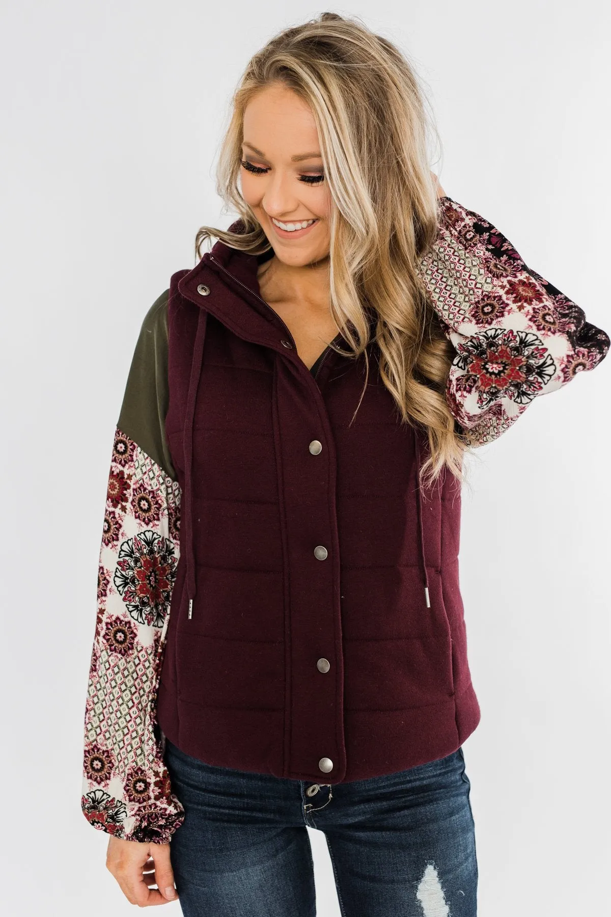 Puffer Vest- Burgundy