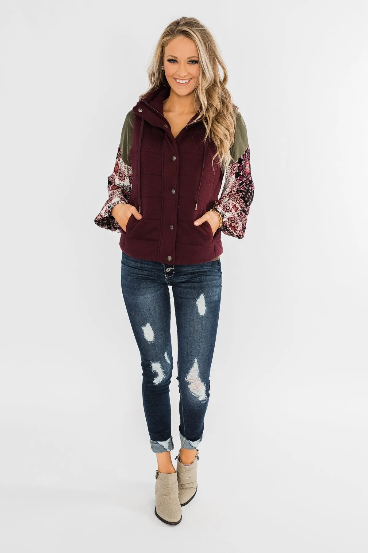 Puffer Vest- Burgundy