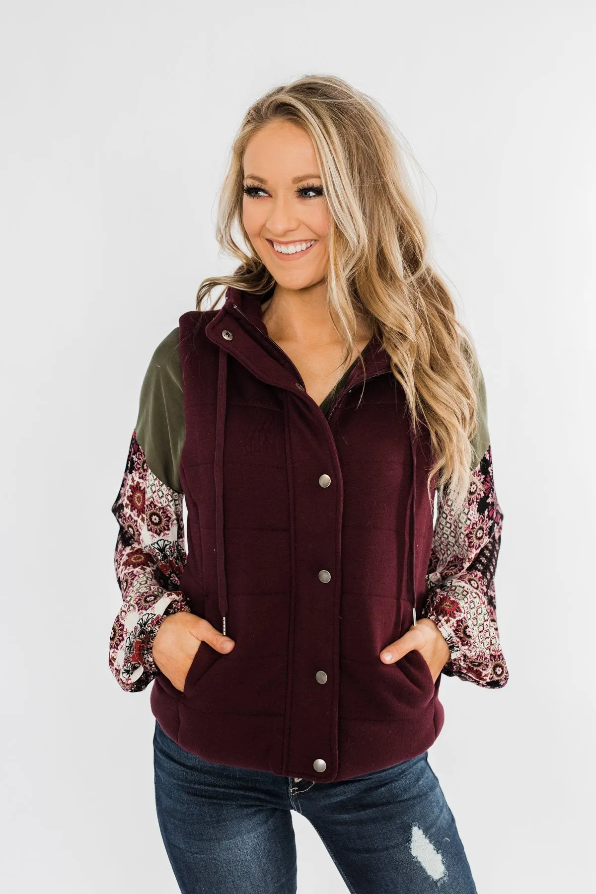 Puffer Vest- Burgundy