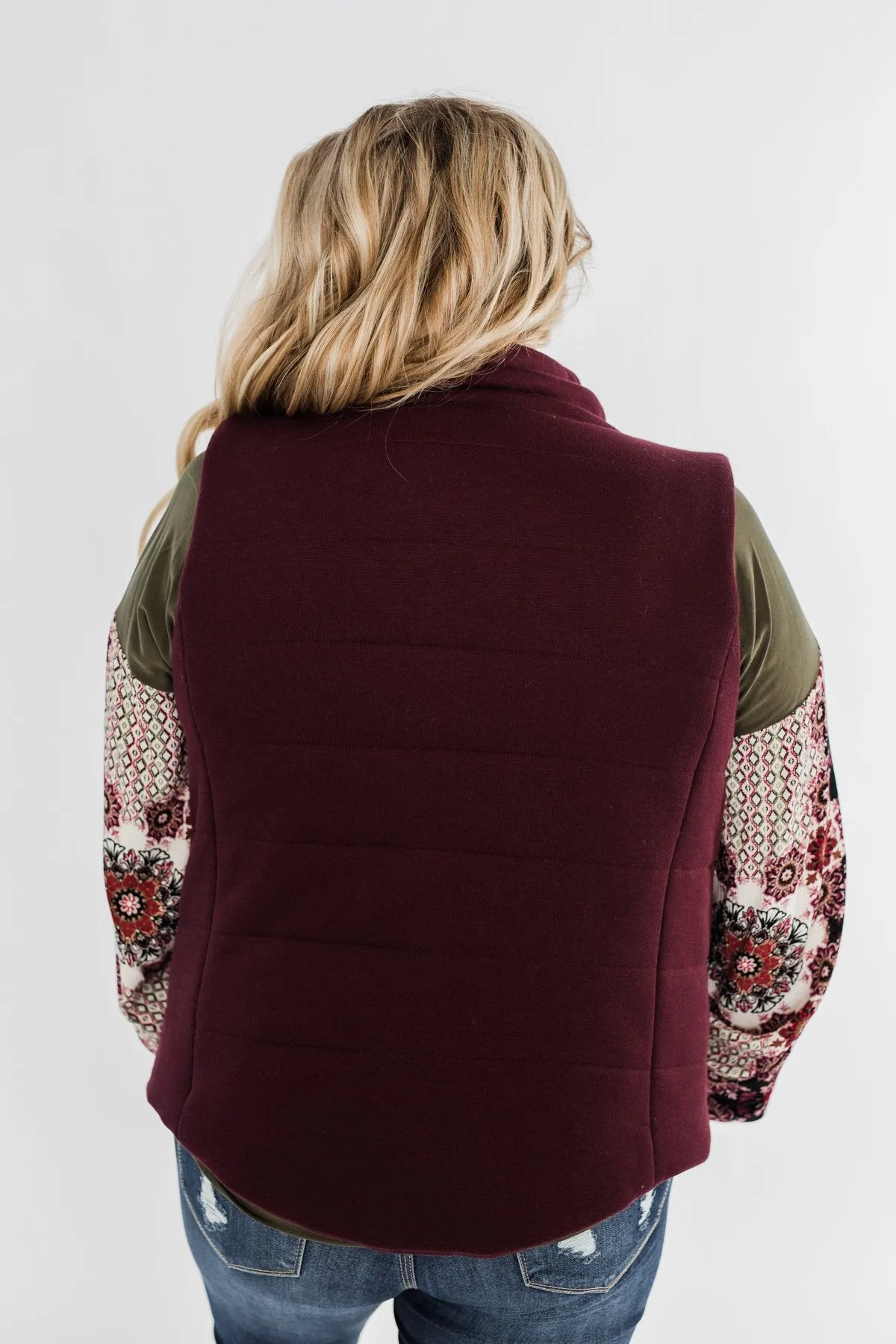 Puffer Vest- Burgundy