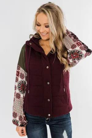 Puffer Vest- Burgundy