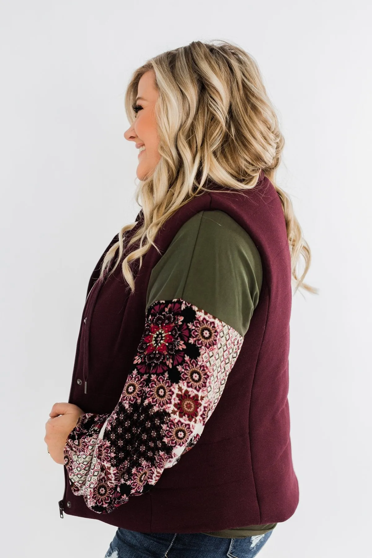 Puffer Vest- Burgundy