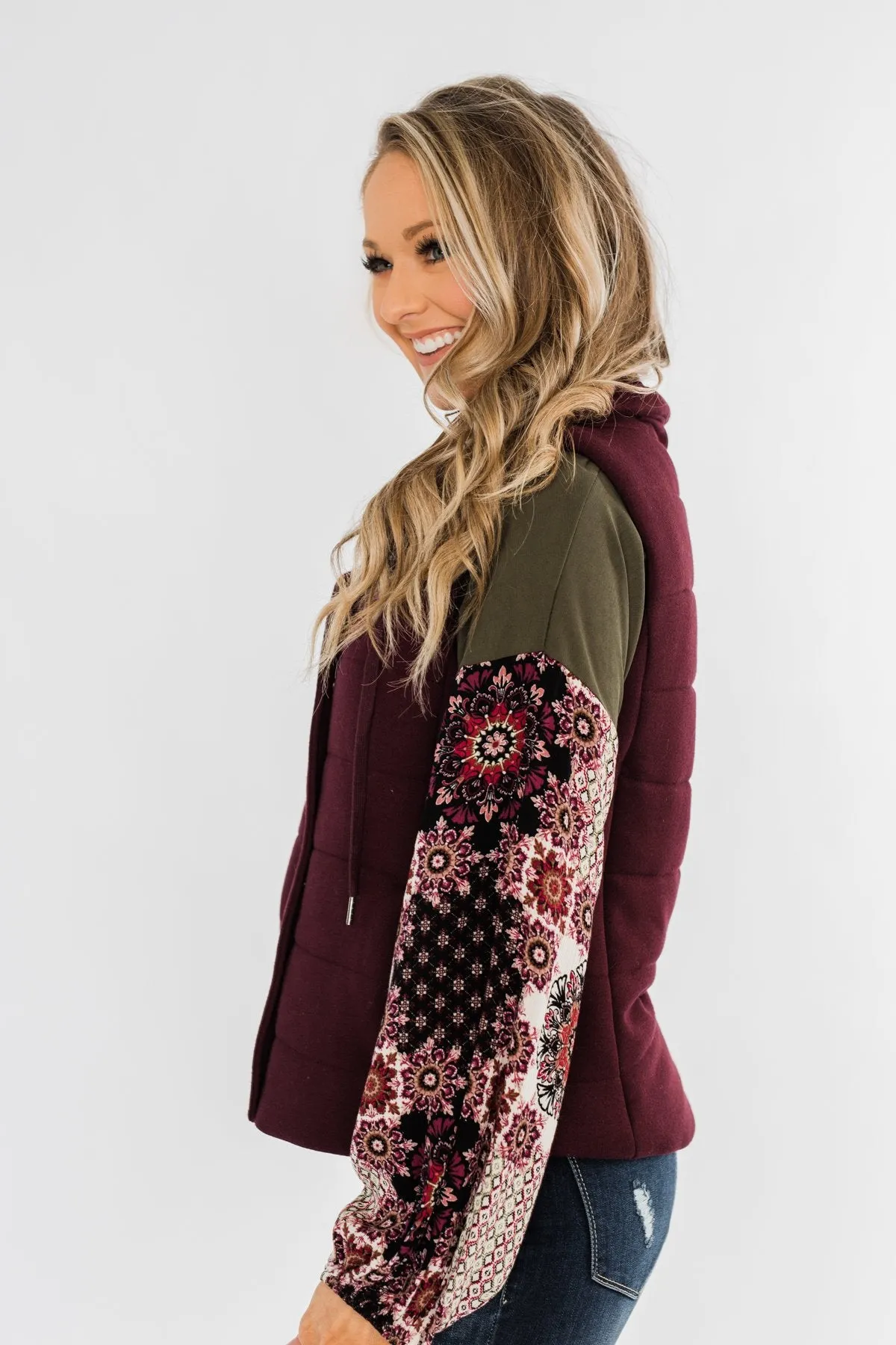 Puffer Vest- Burgundy