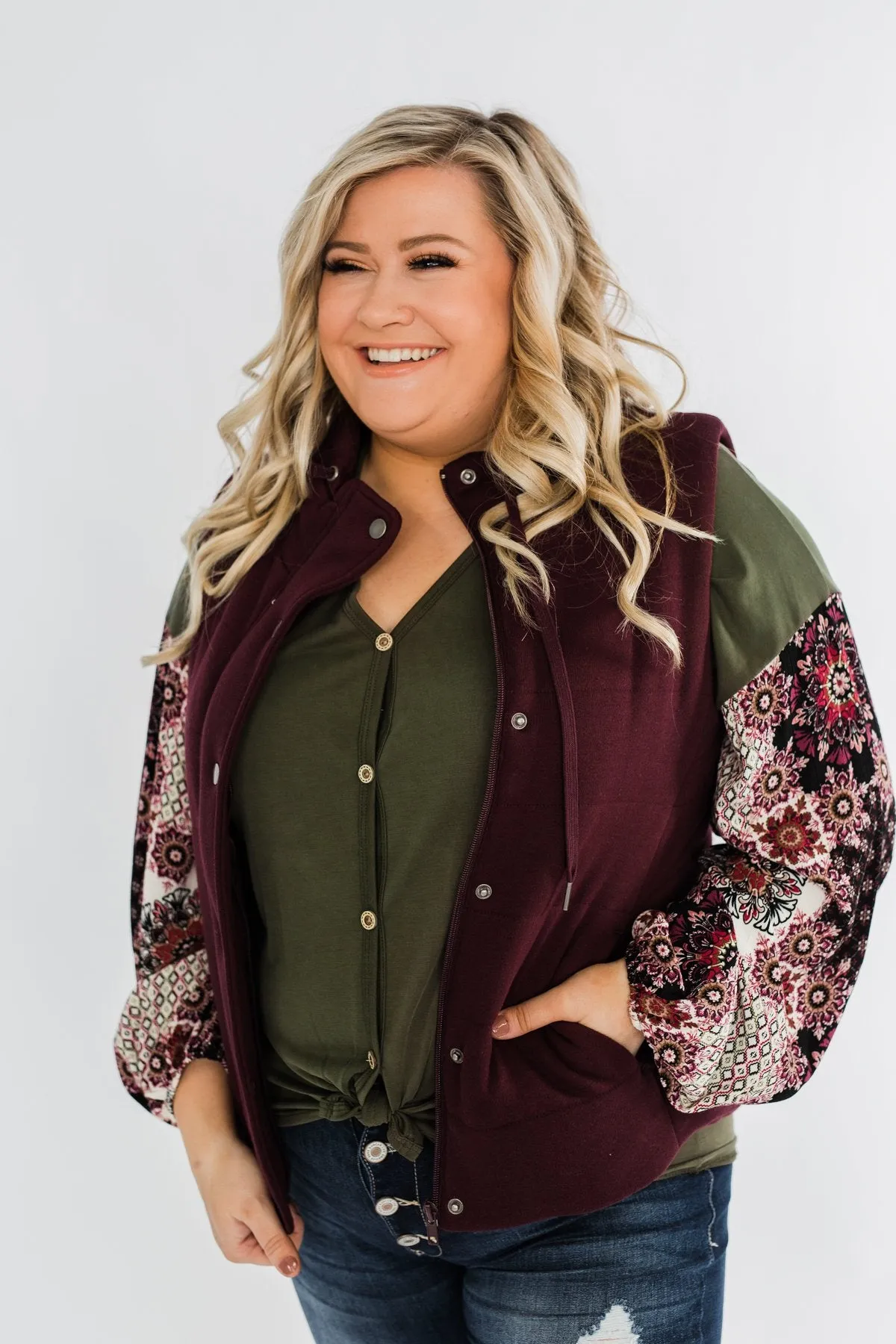 Puffer Vest- Burgundy