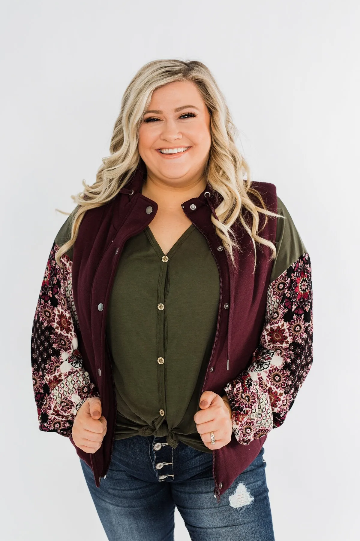 Puffer Vest- Burgundy
