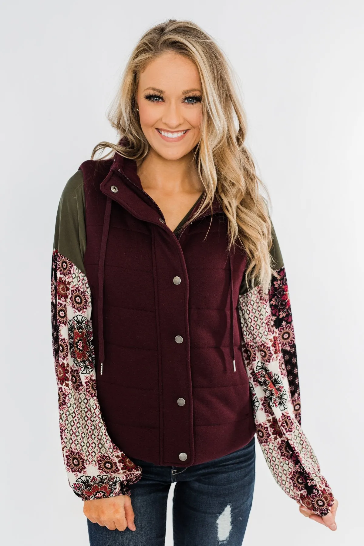 Puffer Vest- Burgundy